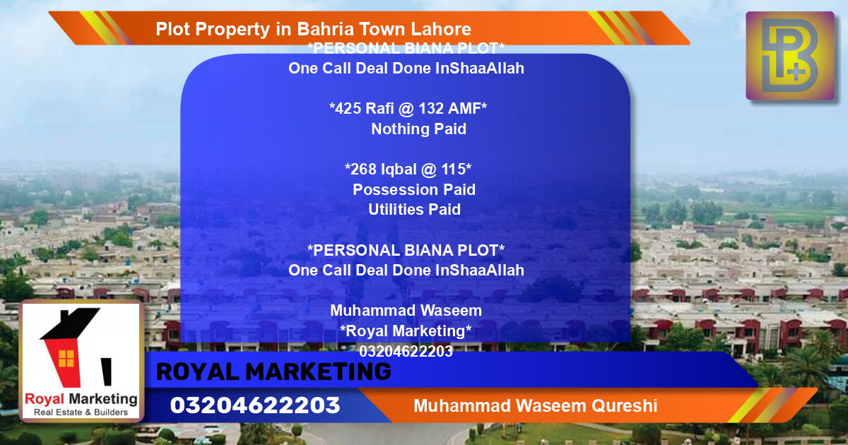 Residential Plot for Sale in Bahria Town, Lahore - (BP-69222)
