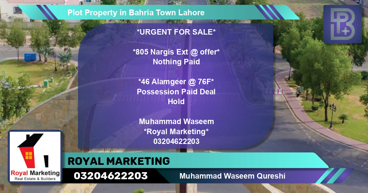 Residential Plot for Sale in Bahria Town, Lahore - (BP-69224)
