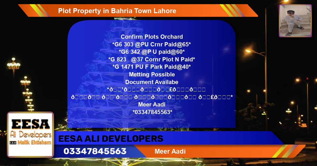 Residential Plot for Sale in Bahria Town, Lahore - (BP-69290)