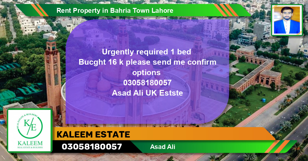 Residential Property for Rent in Bahria Town, Lahore - (BP-69305)