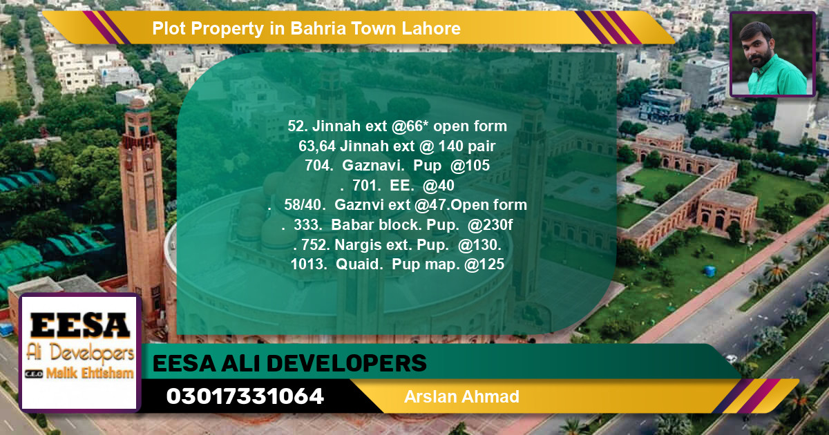 Residential Plot for Sale in Bahria Town, Lahore - (BP-69306)