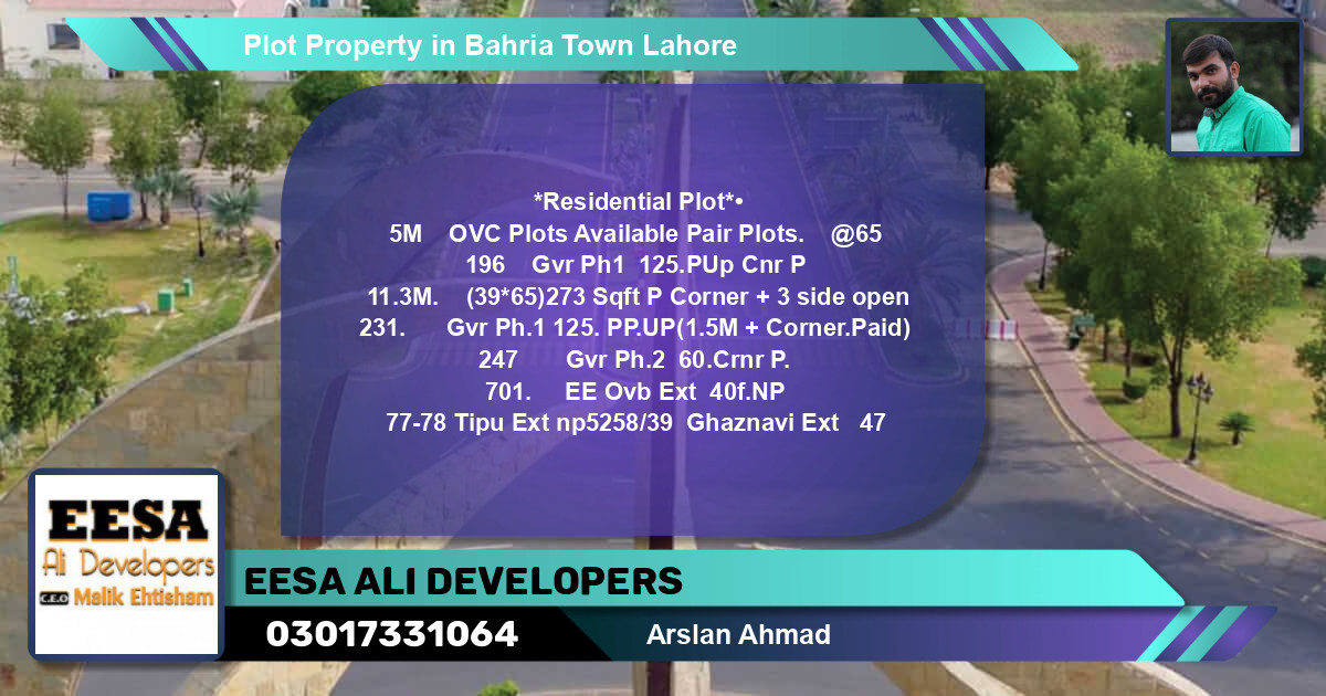 Residential Plot for Sale in Bahria Town, Lahore - (BP-69310)