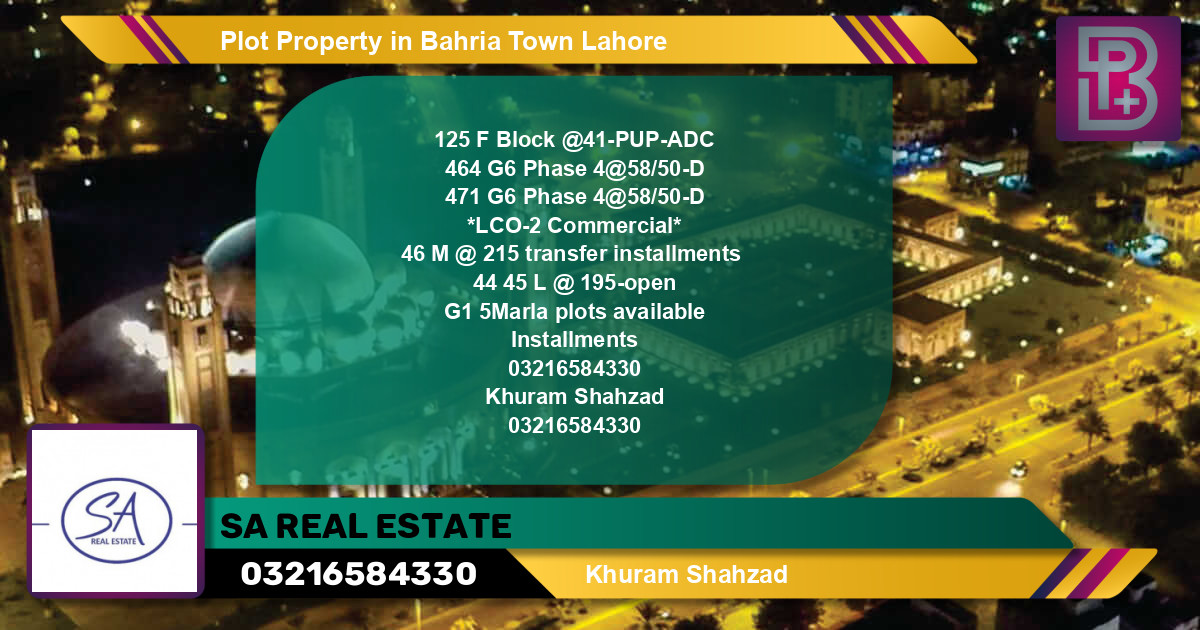Commercial Plot for Sale in Bahria Town, Lahore - (BP-69338)