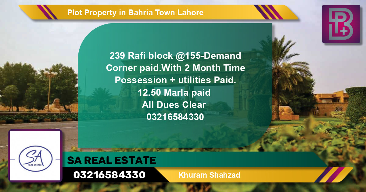 Residential Plot for Sale in Bahria Town, Lahore - (BP-69354)