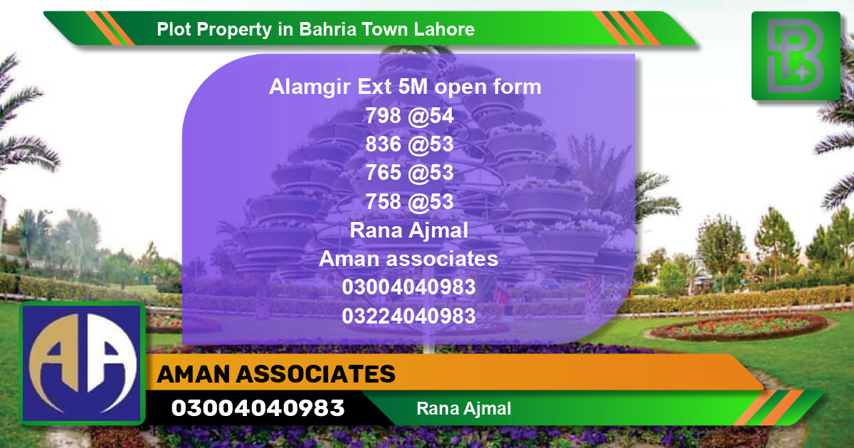 Residential Plot for Sale in Bahria Town, Lahore - (BP-69359)