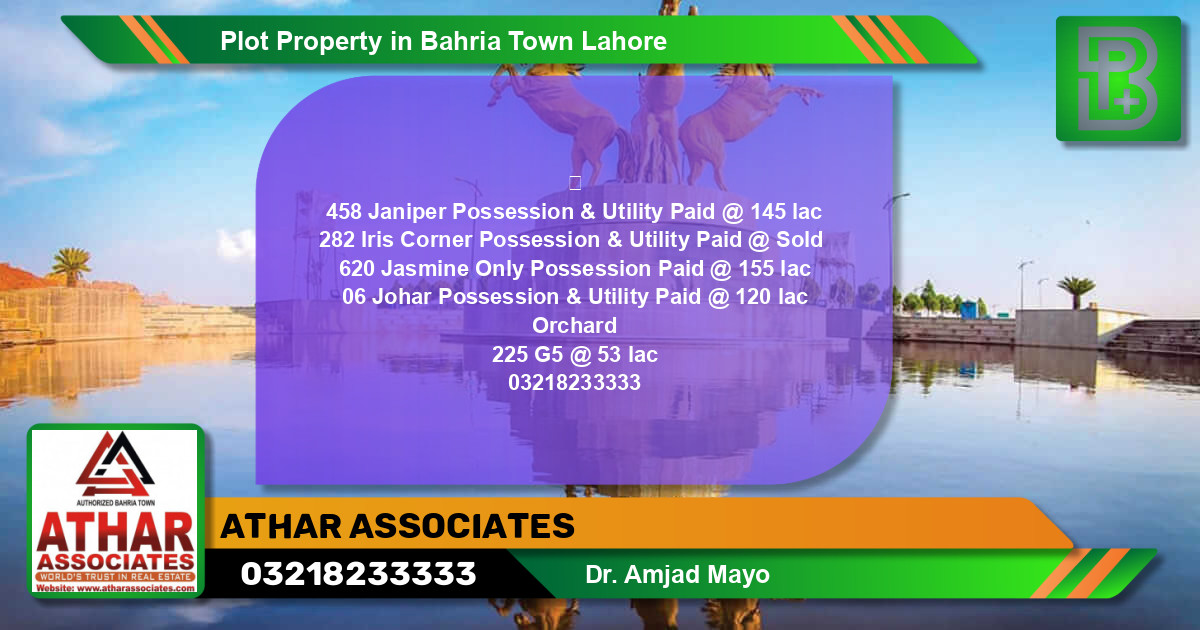 Residential Plot for Sale in Bahria Town, Lahore - (BP-69360)