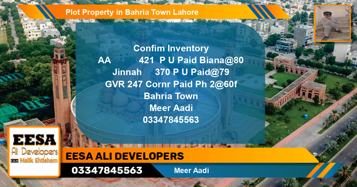 Residential Plot for Sale in Bahria Town, Lahore - (BP-69362)