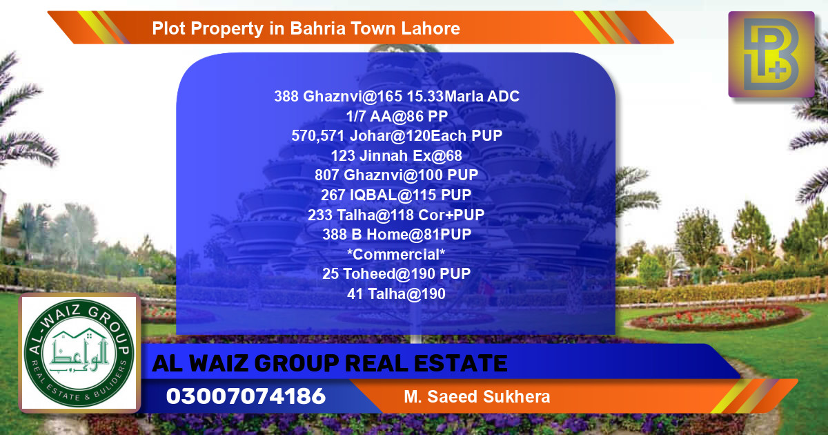 Commercial Plot for Sale in Bahria Town, Lahore - (BP-69365)