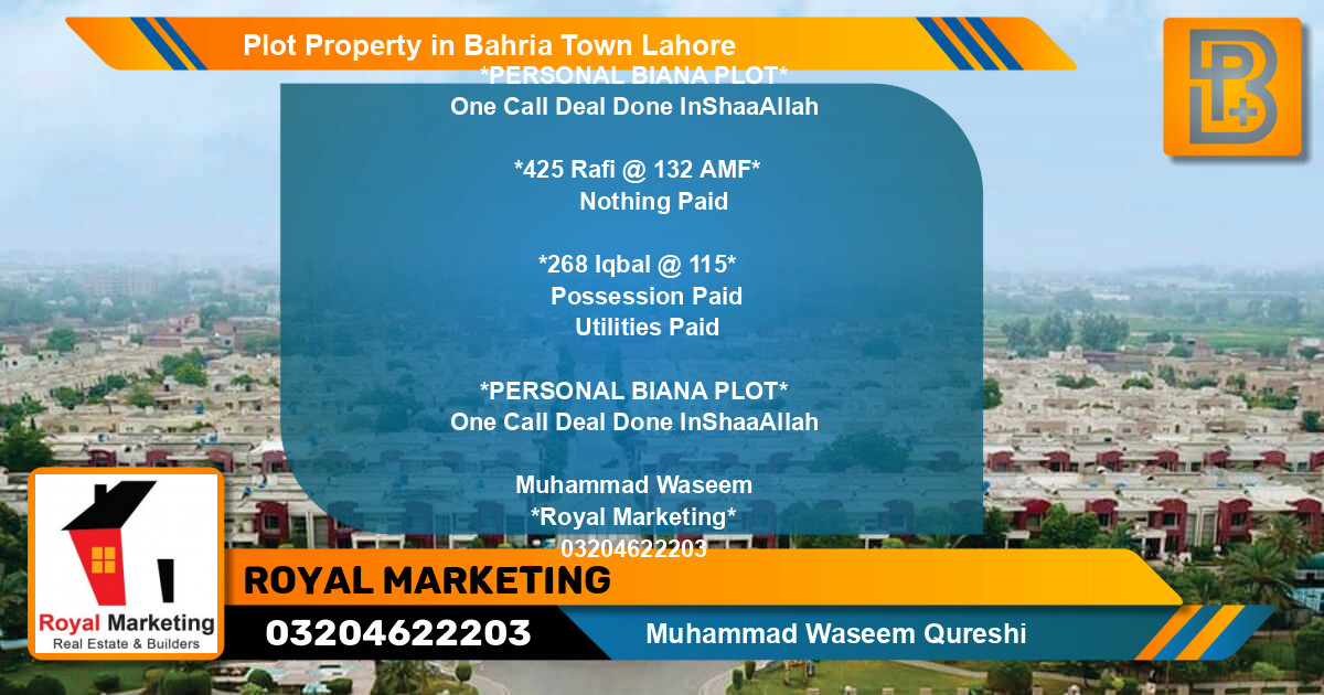 Residential Plot for Sale in Bahria Town, Lahore - (BP-69373)