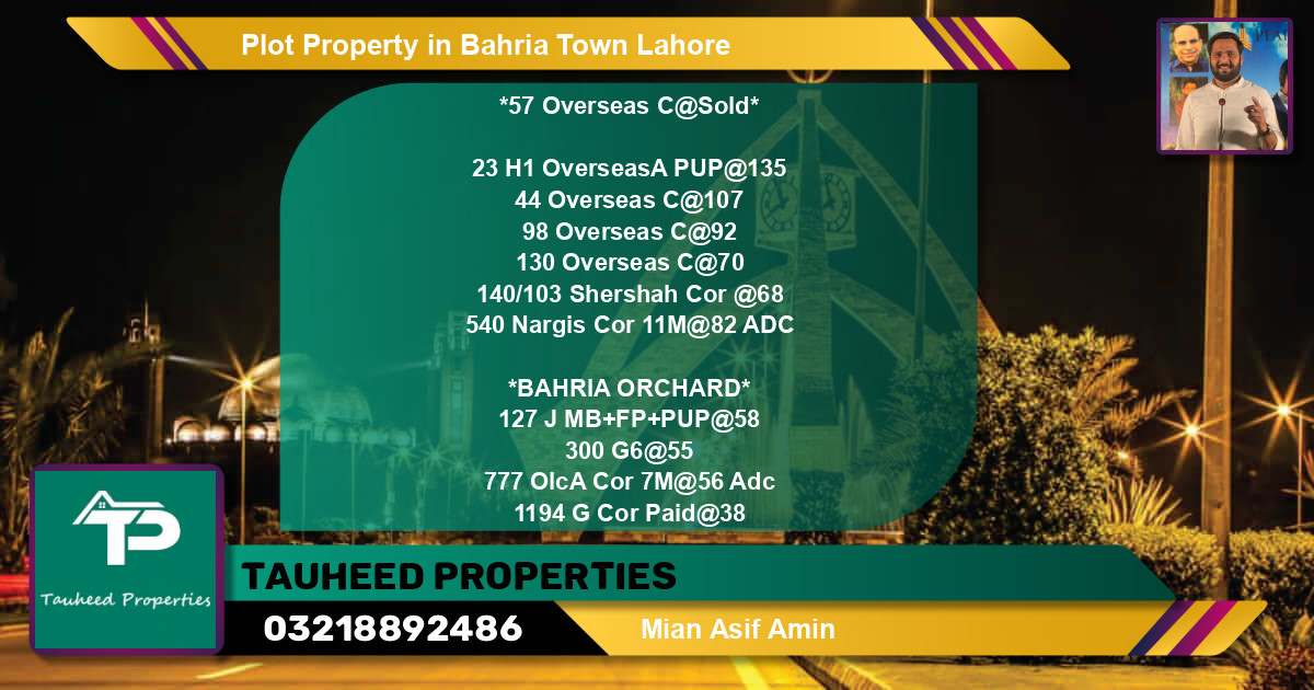 Residential Plot for Sale in Bahria Town, Lahore - (BP-69379)