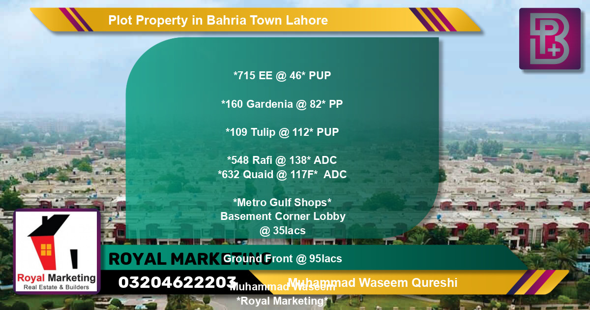Residential Plot for Sale in Bahria Town, Lahore - (BP-69382)