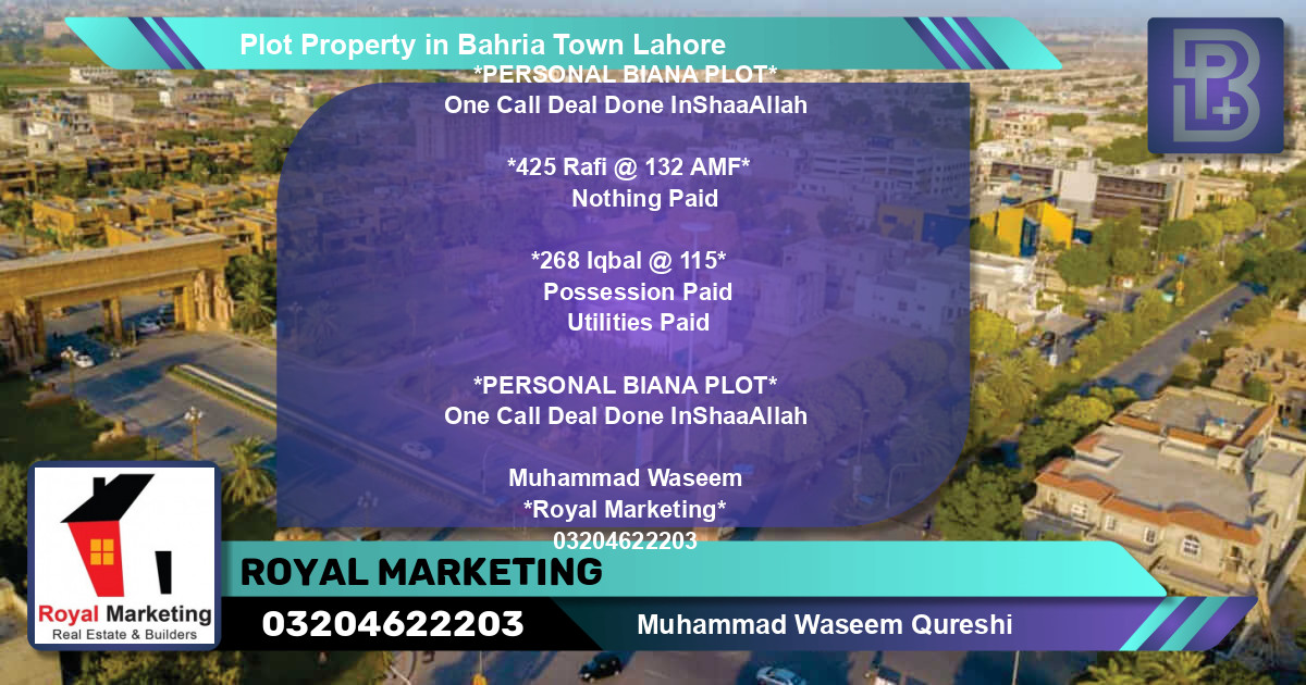 Residential Plot for Sale in Bahria Town, Lahore - (BP-69429)