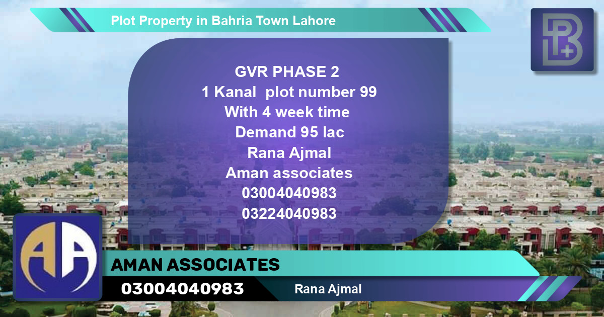 Residential Plot for Sale in Bahria Town, Lahore - (BP-69448)