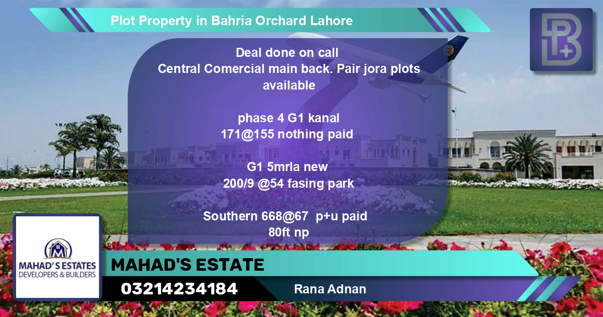 Residential Plot for Sale in Bahria Orchard, Lahore - (BP-69450)