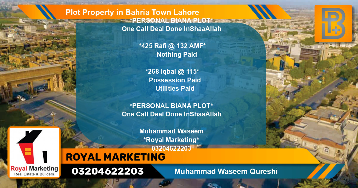 Residential Plot for Sale in Bahria Town, Lahore - (BP-69468)