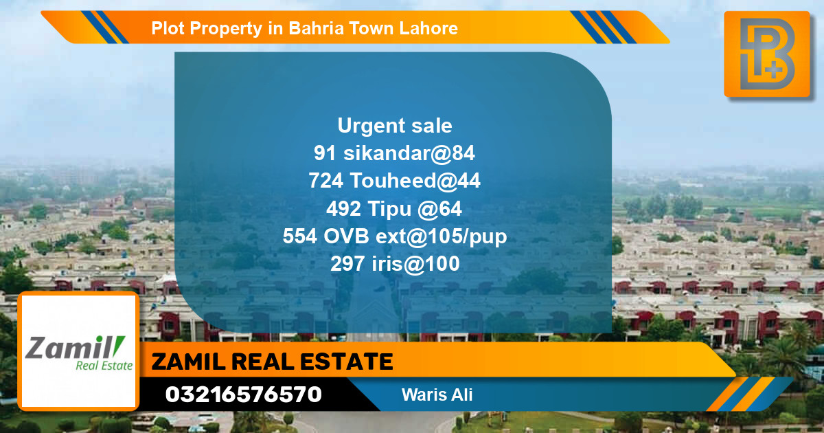 Residential Plot for Sale in Bahria Town, Lahore - (BP-69490)