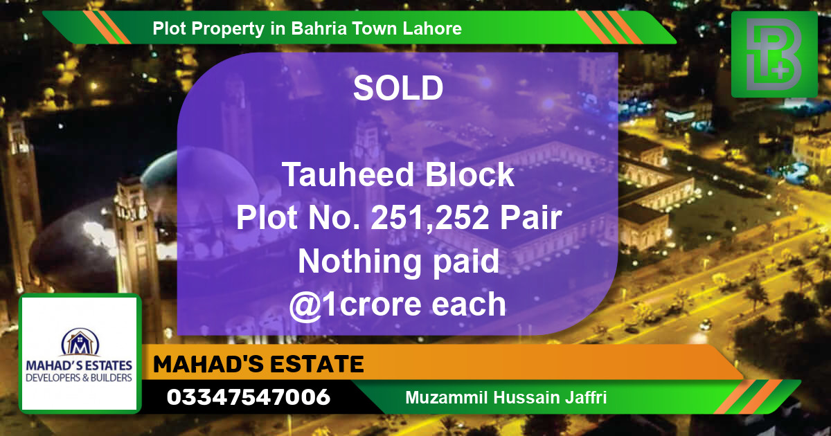 Residential Plot for Sale in Bahria Town, Lahore - (BP-69504)