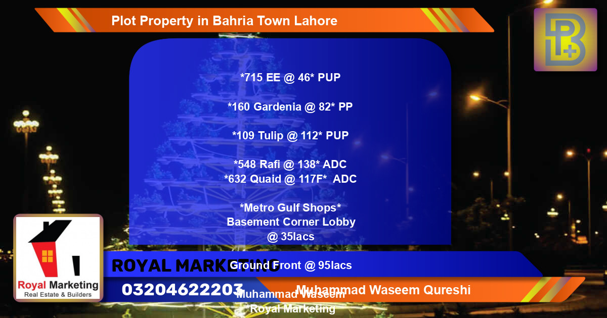 Residential Plot for Sale in Bahria Town, Lahore - (BP-69560)