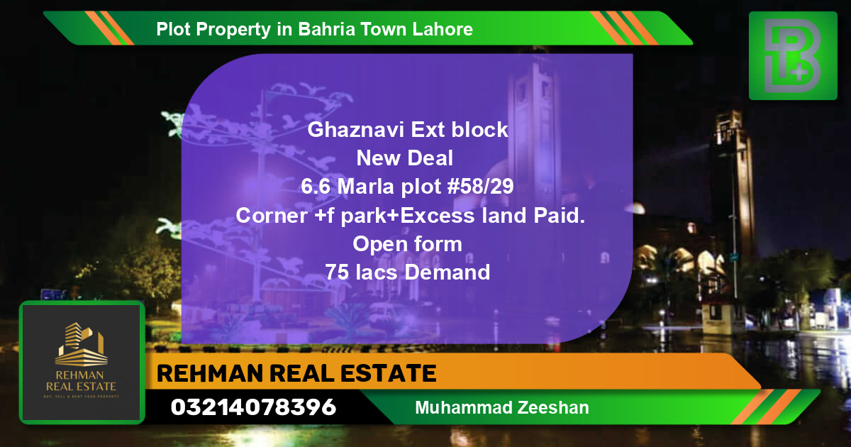 Residential Plot for Sale in Bahria Town, Lahore - (BP-69564)