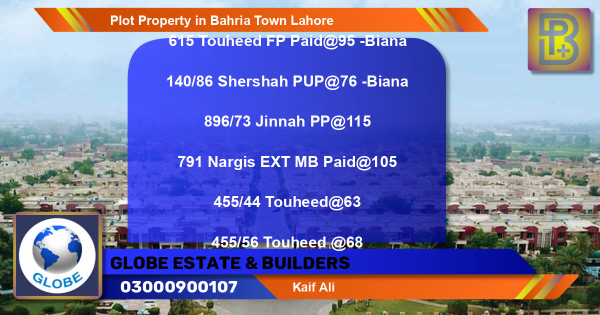 Residential Plot for Sale in Bahria Town, Lahore - (BP-69589)