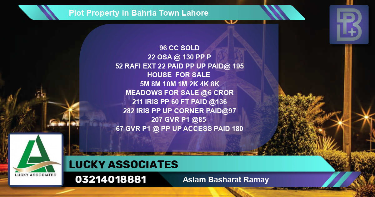Residential Plot for Sale in Bahria Town, Lahore - (BP-69600)