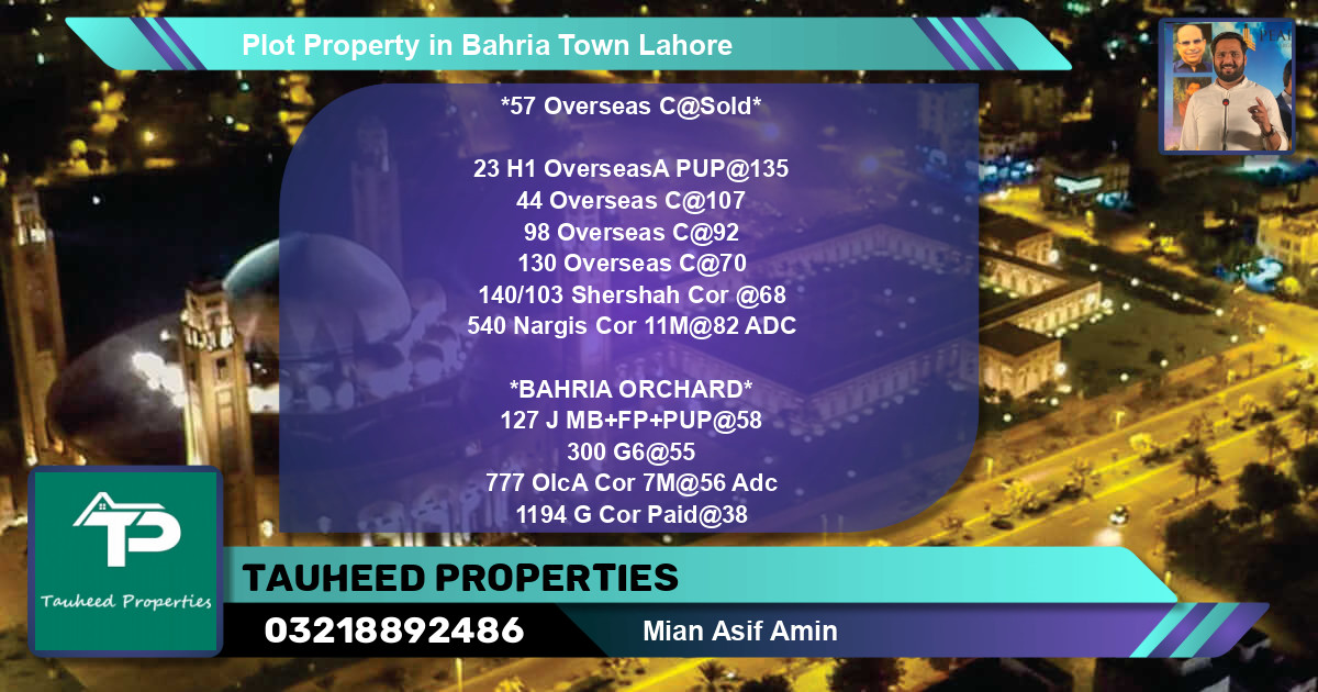 Residential Plot for Sale in Bahria Town, Lahore - (BP-69612)
