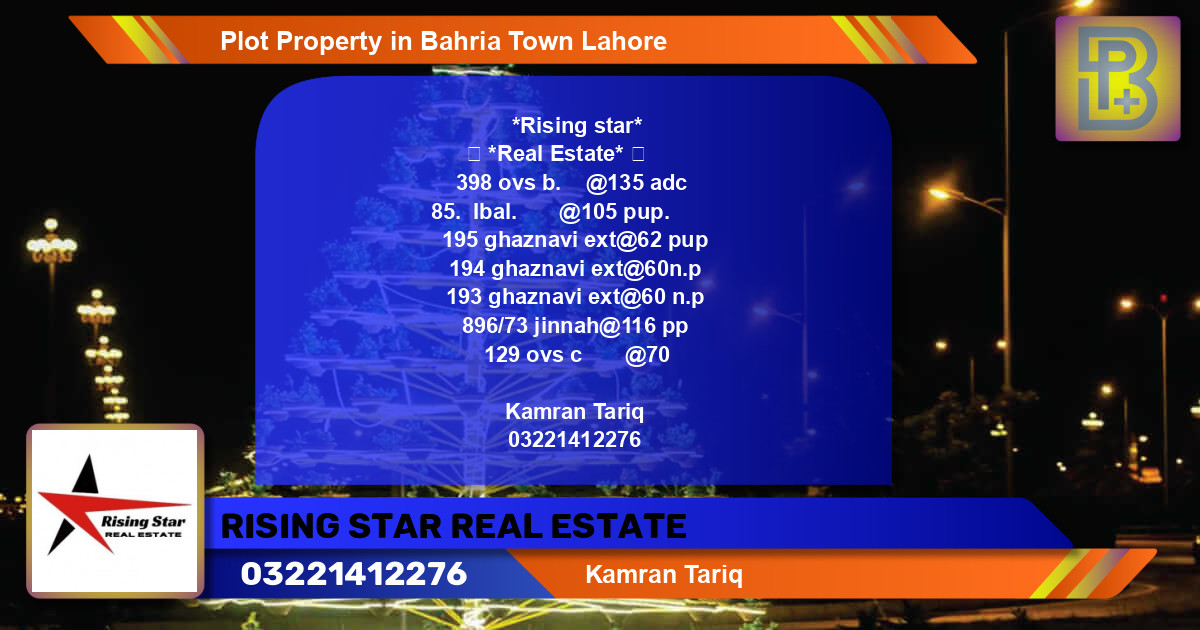 Residential Plot for Sale in Bahria Town, Lahore - (BP-69637)