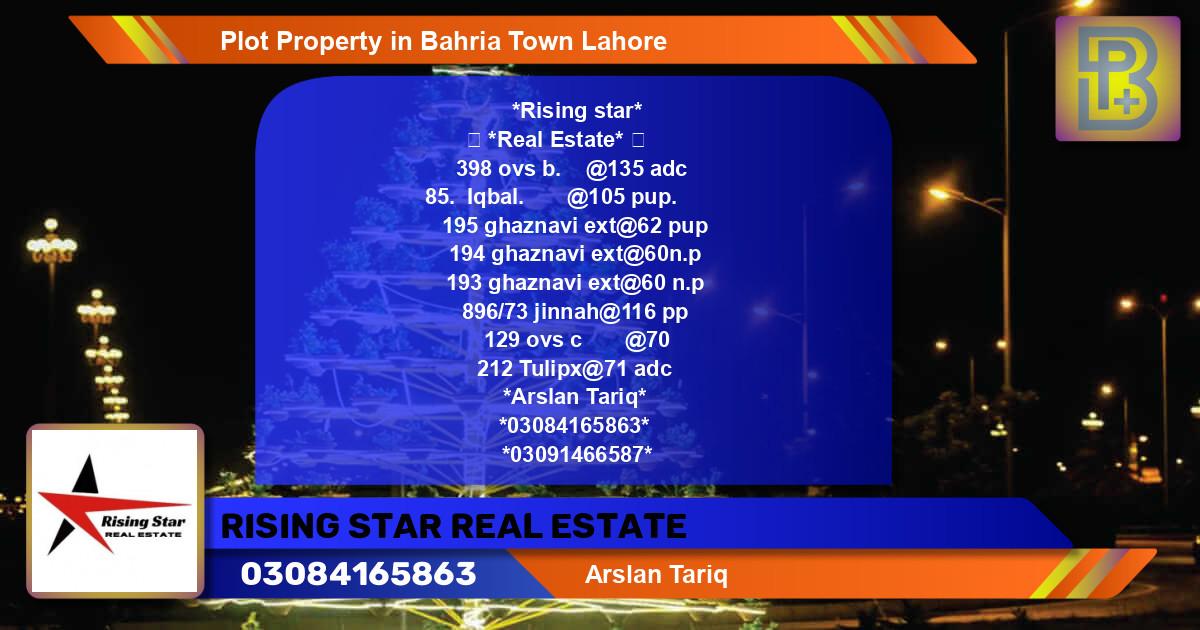 Residential Plot for Sale in Bahria Town, Lahore - (BP-69638)