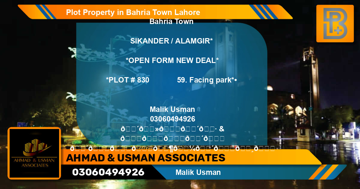 Residential Plot for Sale in Bahria Town, Lahore - (BP-69645)