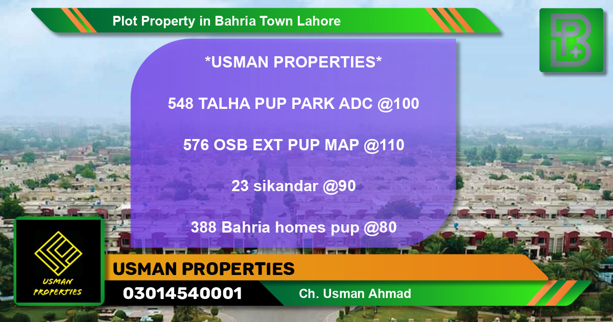 Residential Plot for Sale in Bahria Town, Lahore - (BP-69658)