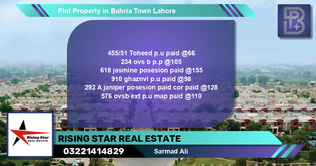 Residential Plot for Sale in Bahria Town, Lahore - (BP-69670)