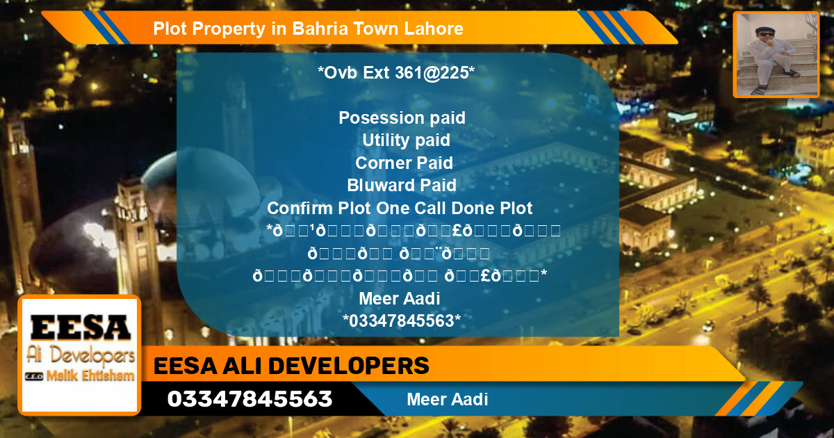 Residential Plot for Sale in Bahria Town, Lahore - (BP-69678)