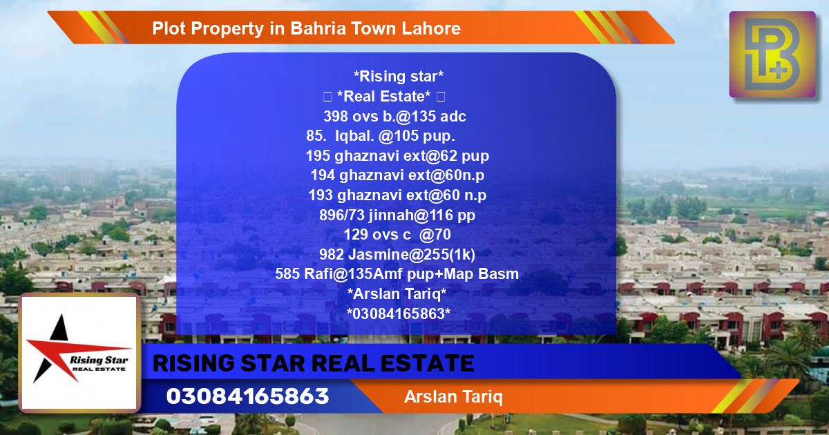 Residential Plot for Sale in Bahria Town, Lahore - (BP-69707)