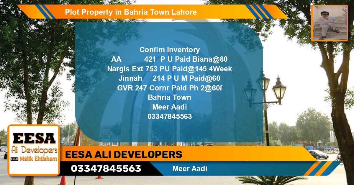 Residential Plot for Sale in Bahria Town, Lahore - (BP-69718)