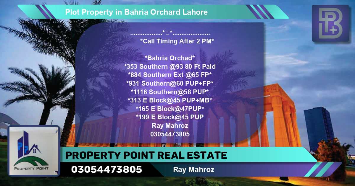 Residential Plot for Sale in Bahria Orchard, Lahore - (BP-69726)