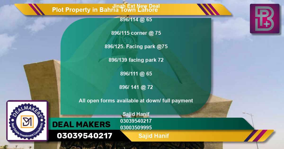 Residential Plot for Sale in Bahria Town, Lahore - (BP-69729)