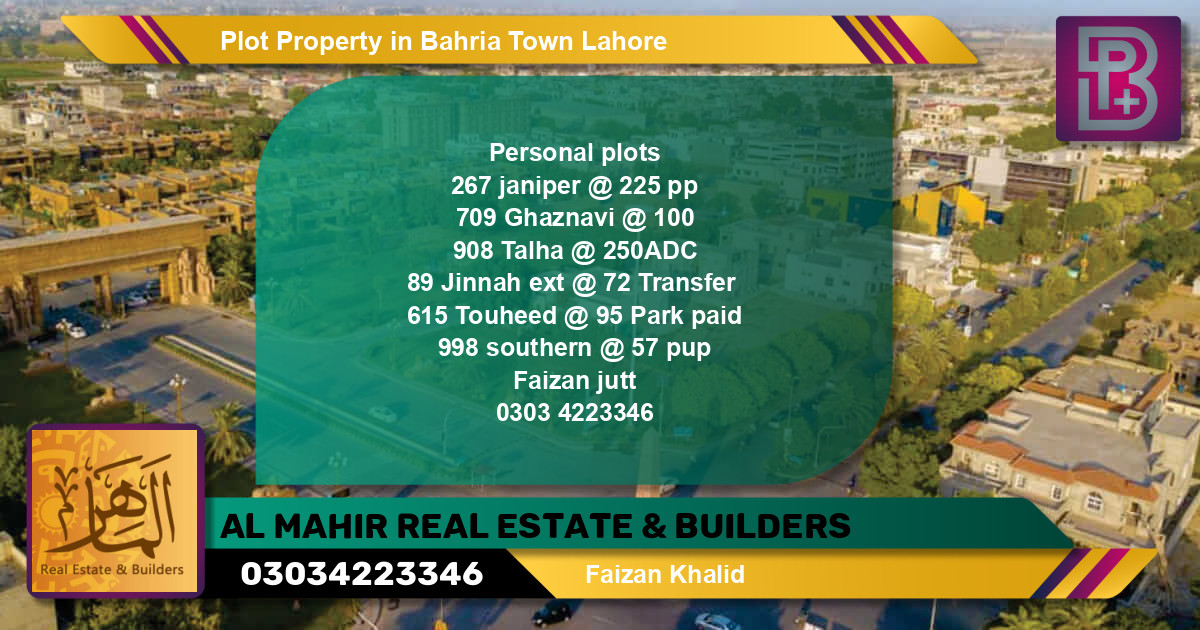 Residential Plot for Sale in Bahria Town, Lahore - (BP-69773)