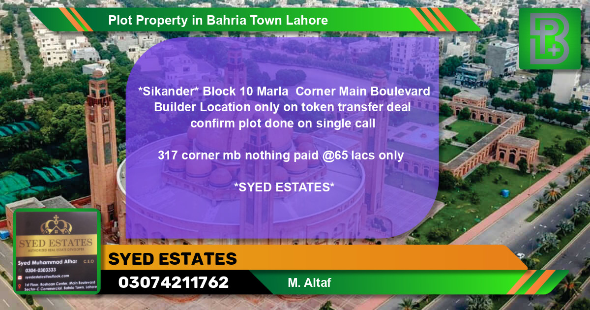 Residential Plot for Sale in Bahria Town, Lahore - (BP-69797)