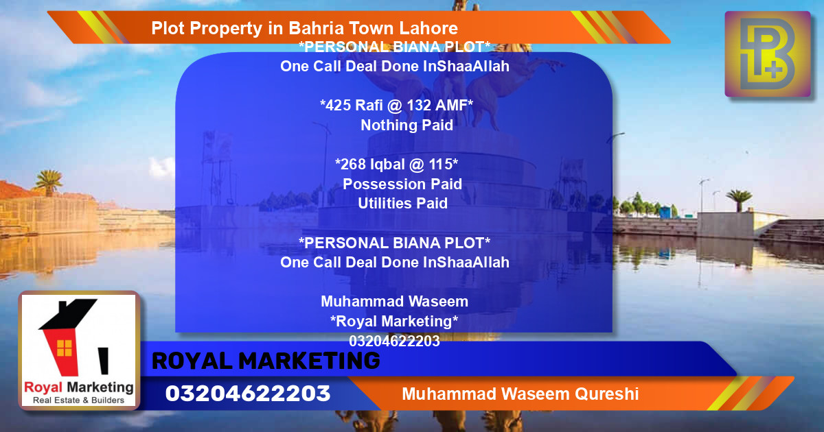 Residential Plot for Sale in Bahria Town, Lahore - (BP-69823)