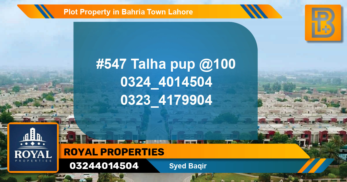 Residential Plot for Sale in Bahria Town, Lahore - (BP-69843)