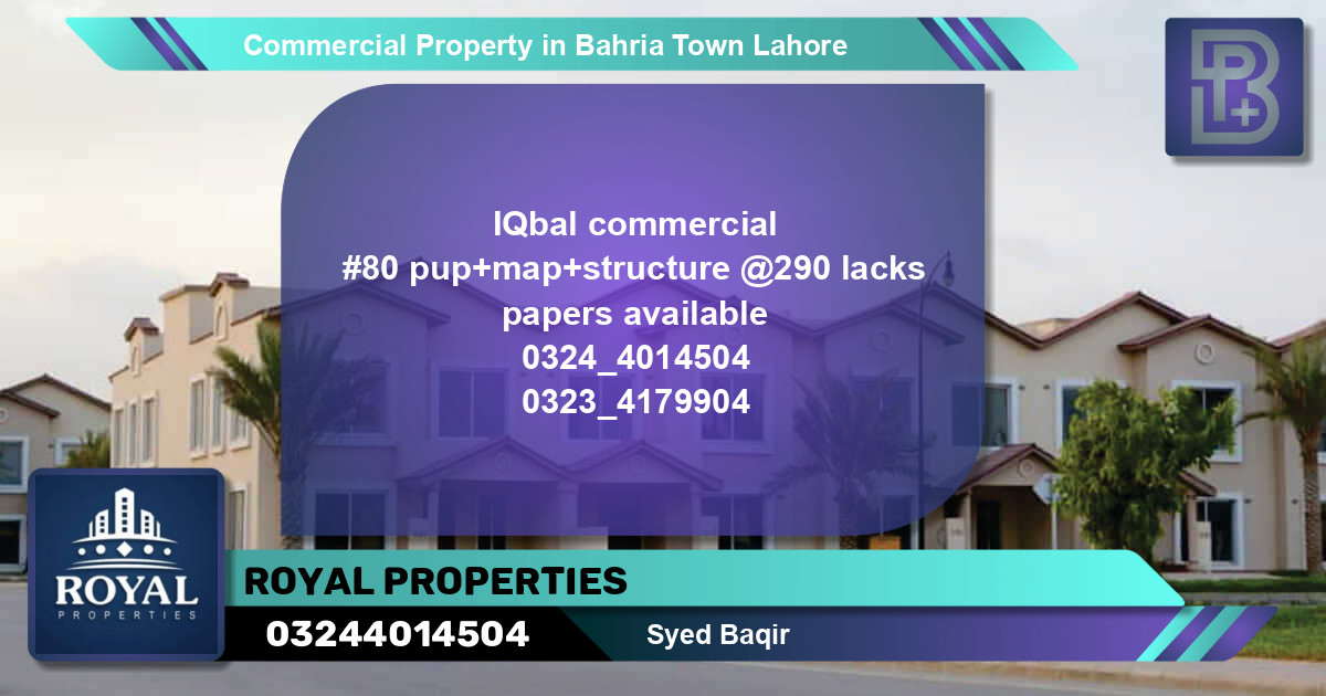 Commercial Property for Sale in Bahria Town, Lahore - (BP-69850)