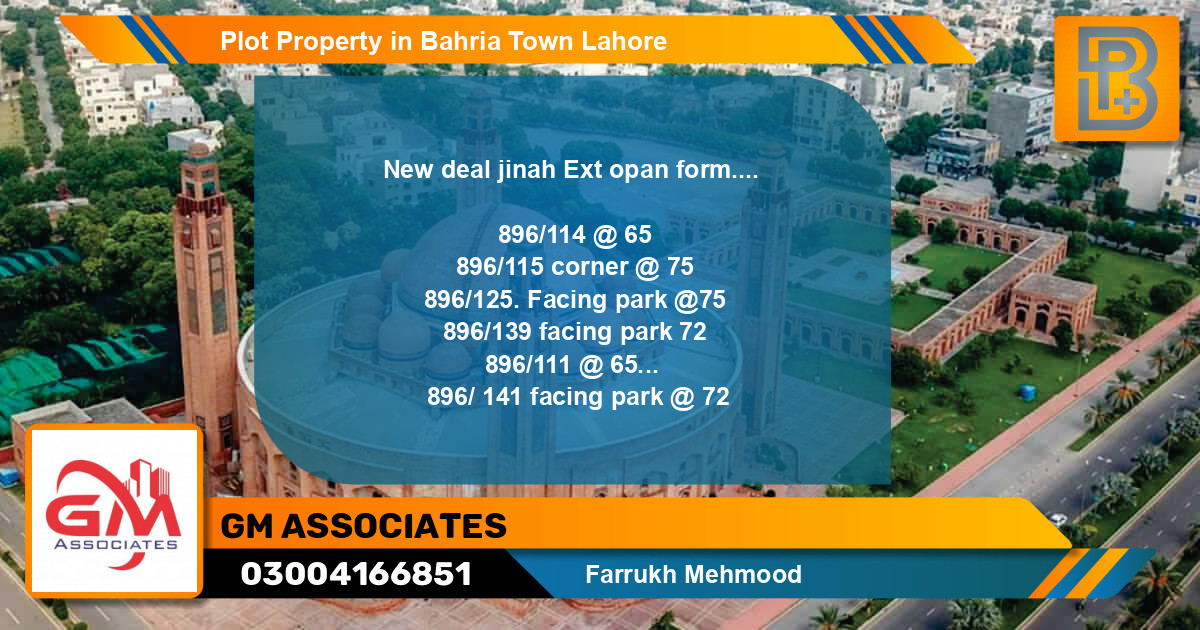 Residential Plot for Sale in Bahria Town, Lahore - (BP-69858)