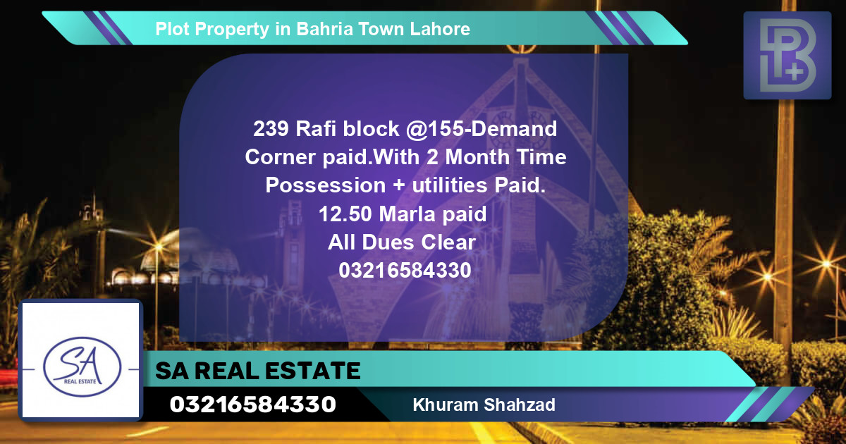 Residential Plot for Sale in Bahria Town, Lahore - (BP-69878)