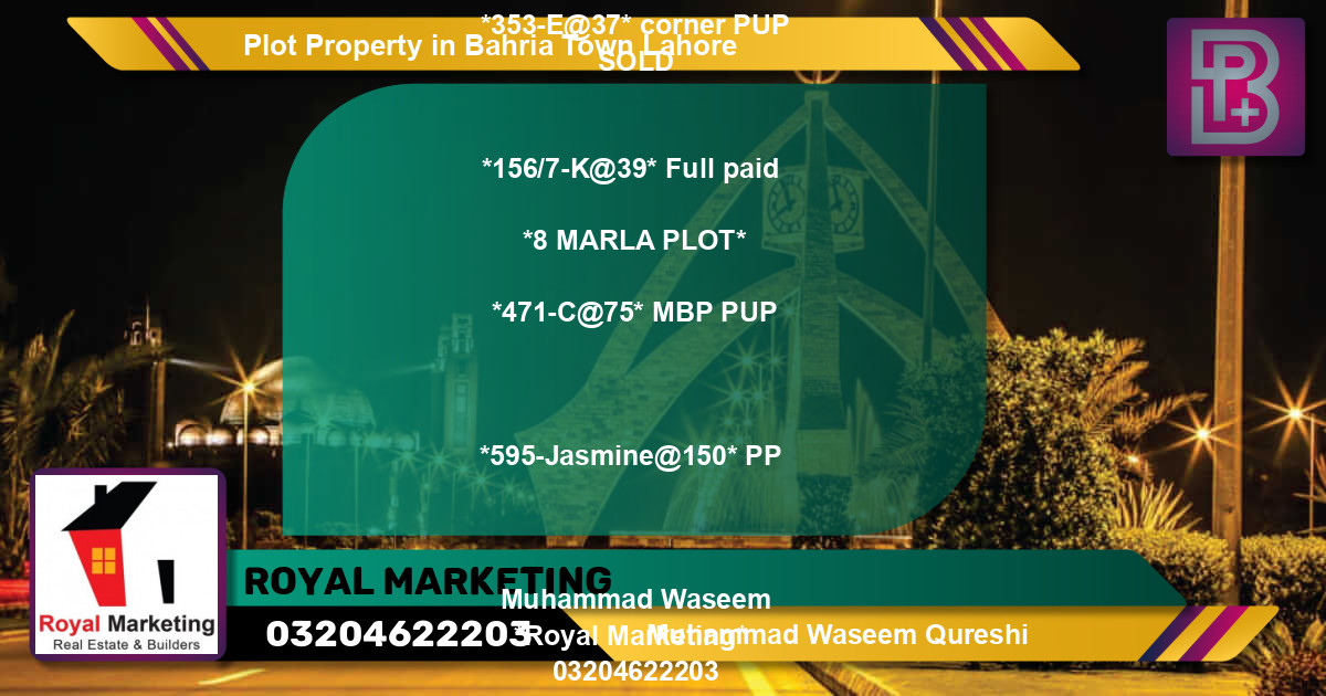 Residential Plot for Sale in Bahria Town, Lahore - (BP-69907)