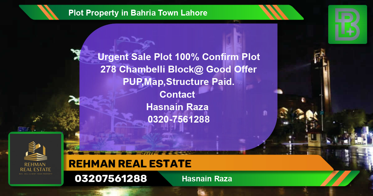 Residential Plot for Sale in Bahria Town, Lahore - (BP-69922)