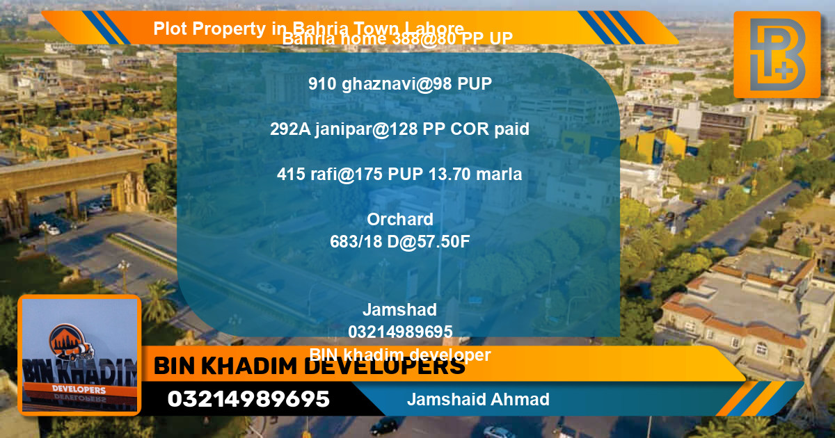 Residential Plot for Sale in Bahria Town, Lahore - (BP-69945)