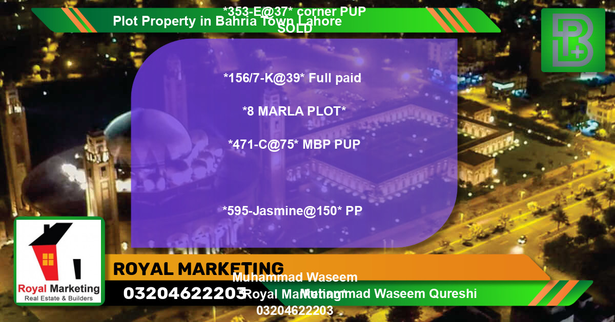 Residential Plot for Sale in Bahria Town, Lahore - (BP-69960)