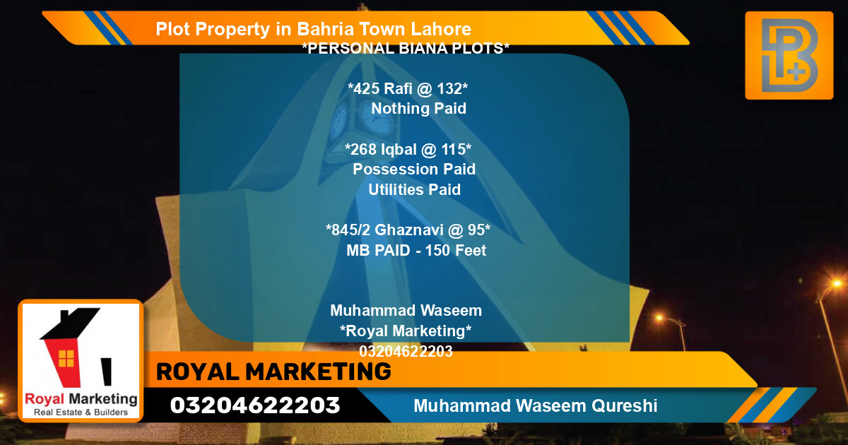 Residential Plot for Sale in Bahria Town, Lahore - (BP-69974)
