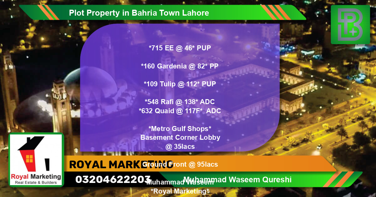 Residential Plot for Sale in Bahria Town, Lahore - (BP-69978)