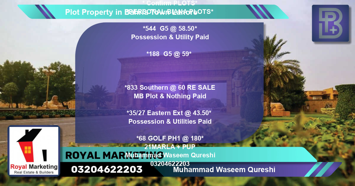 Residential Plot for Sale in Bahria Town, Lahore - (BP-69979)